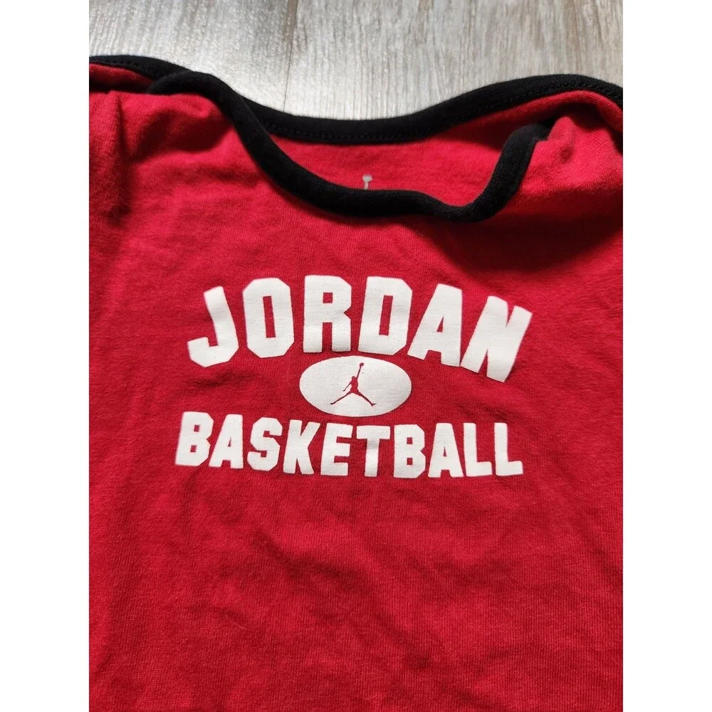Jordan Air Jumpman Basketball Baby One Piece Red Black Snap Sz 6-9 Months GUC